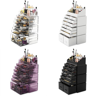 Makeup Cosmetic Organizer Storage with 12 Drawers Display Boxes (Clear) - Glam Warehouse