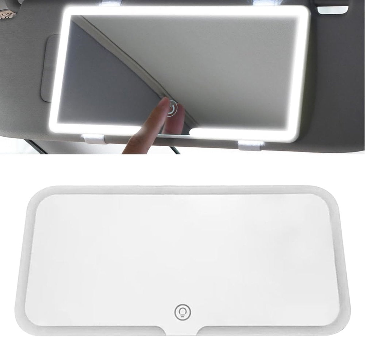 Makeup Mirror - Car Makeup Mirror - Rechargeable Car Sun Visor Mirror with LED - Sun Visor Mirror - Dimmable - Adjustable 3 Light Modes - Car Interior - Makeup Mirror with LED Lighting - Universal Sun Visor Mirror - Handy In Car - 23.5x - Glam Warehouse