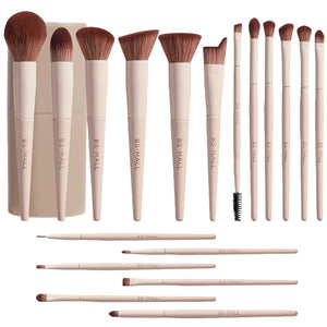 Matte Beige Makeup Brush Set (18-Piece): Professional, Cruelty-Free for Foundation, Blush & Eyeshadow, Ideal for Aussies - Glam Warehouse