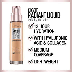 Maybelline Dream Radiant Liquid Hydrating Foundation w Collagen - Caramel 120 - Glam Warehouse
