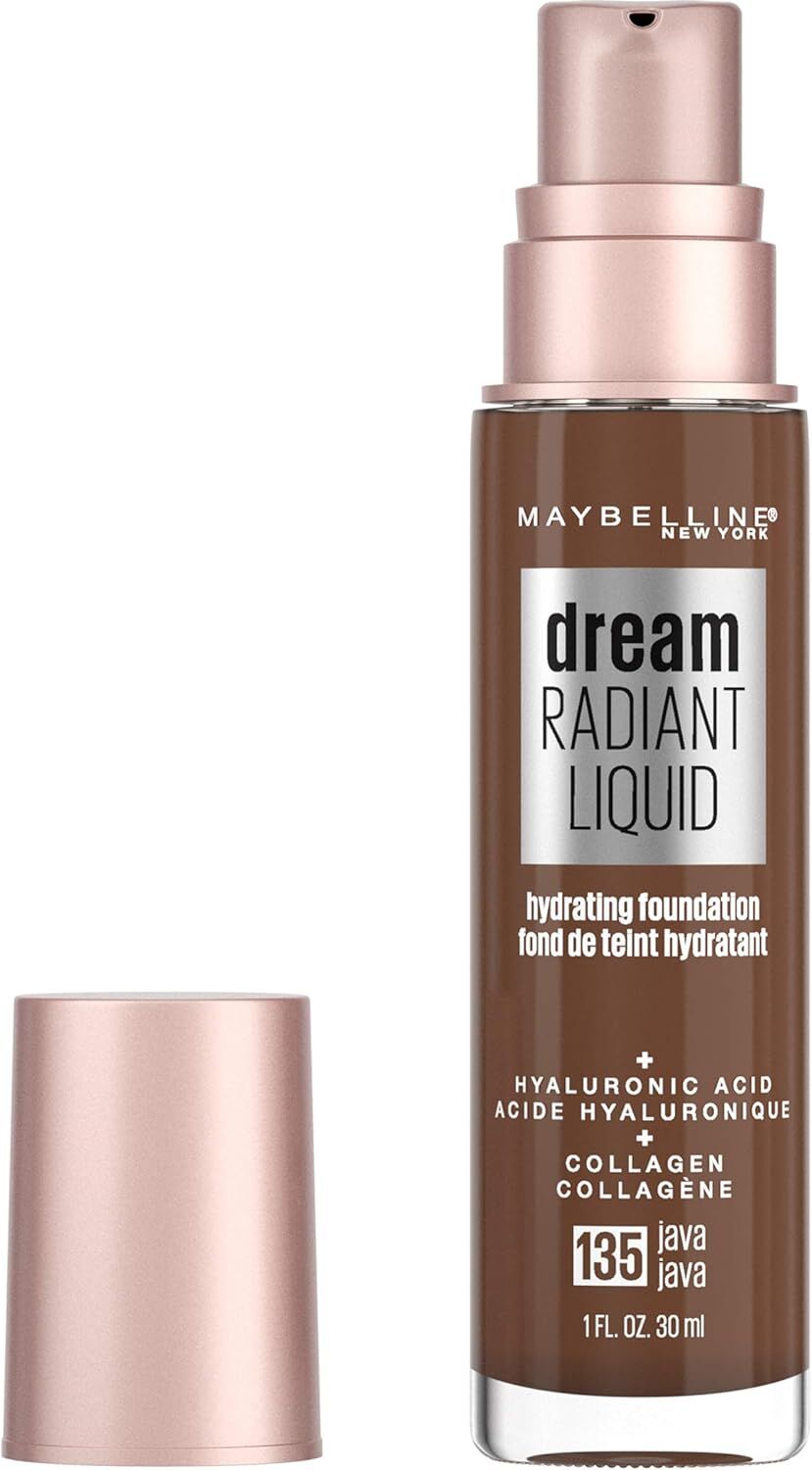 Maybelline Dream Radiant Liquid Hydrating Foundation with Hyaluronic Acid - Java 135, Java - Glam Warehouse