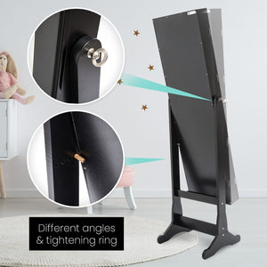 Mirror Jewellery Cabinet Organiser 2 Drawers LOWE 146cm BLACK - Glam Warehouse