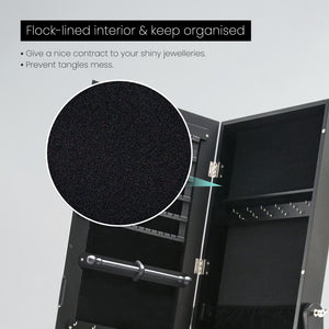 Mirror Jewellery Cabinet Organiser 2 Drawers LOWE 146cm BLACK - Glam Warehouse