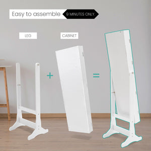 Mirror Jewellery Cabinet Organiser 2 Drawers LOWE 146cm WHITE - Glam Warehouse