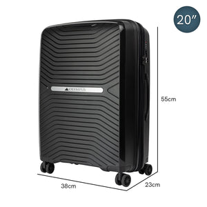 Olympus 3PC Astra Luggage Set Hard Shell Suitcase - Obsidian Black - Glam Warehouse