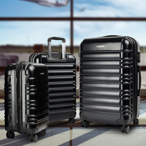 Olympus Noctis 3PC Luggage Set Hard Shell ABS+PC - Stygian Black - Glam Warehouse