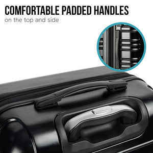 Olympus Noctis 3PC Luggage Set Hard Shell ABS+PC - Stygian Black - Glam Warehouse