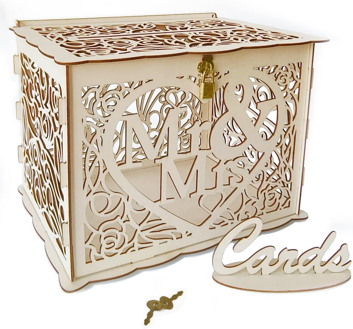 Petluno Latest design letterbox wedding gift vouchers box vintage large DIY wooden cards box money box with lock for birthday babyshower anniversary (Mr & Mrs, yellow) yellow - Glam Warehouse