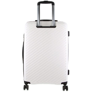 Pierre Cardin Inspired Milleni Checked Luggage Bag Travel Carry On Suitcase 75cm (124L) - White - Glam Warehouse