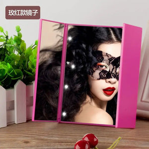 Portable Makeup Mirror with Hand Folding Led Mirror Lamp - Glam Warehouse