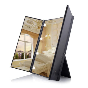Portable Makeup Mirror with Hand Folding Led Mirror Lamp - Glam Warehouse