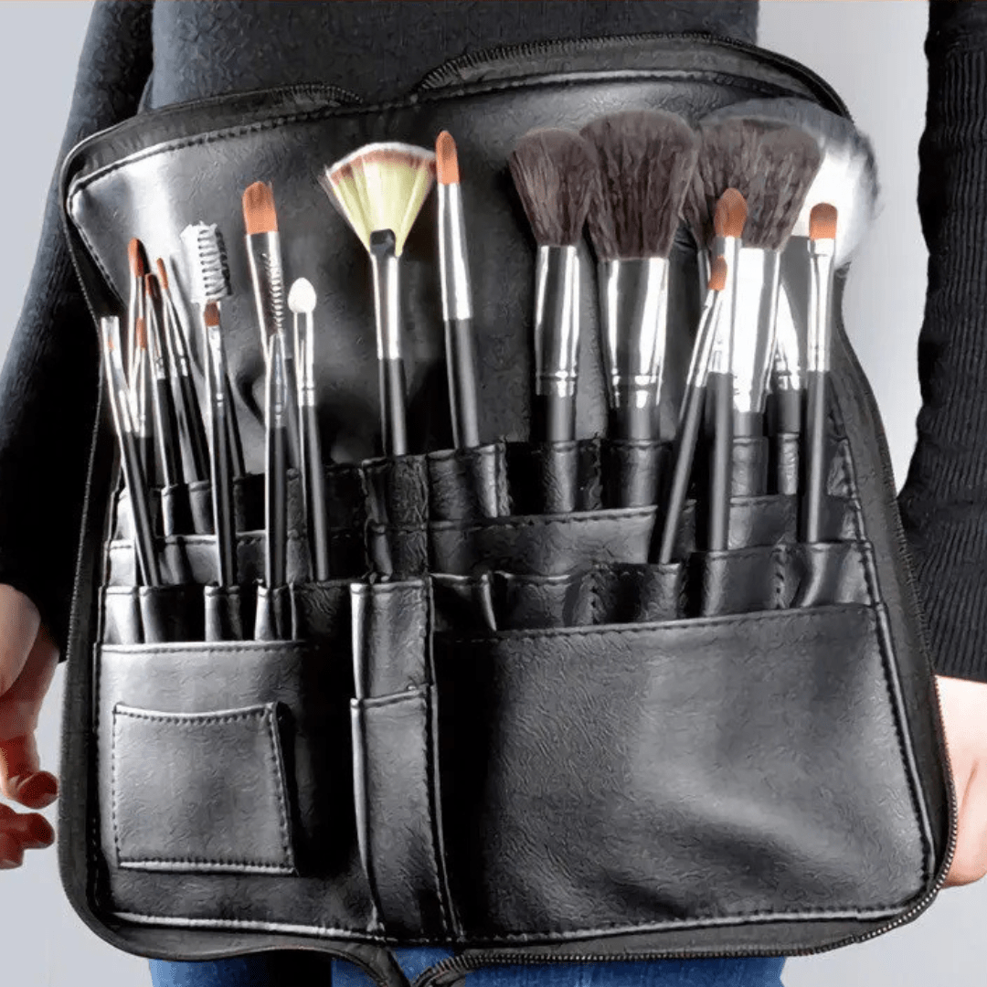Professional Makeup Brush Waist Bag With Zipper Belt - Glam Warehouse