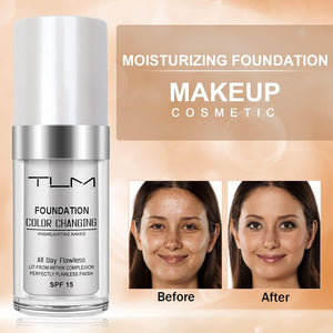 ReviGLam TLM Colour Changing Liquid Foundation Hides Wrinkles & Lines, BB Cream Makeup Base Concealer Cover Moisturizing Fluid for all Skin Tone SPF15, Pack of 1 - Glam Warehouse
