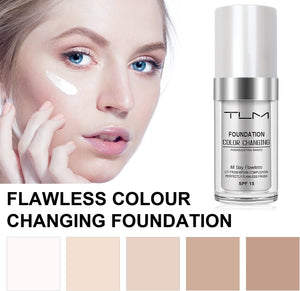 ReviGLam TLM Colour Changing Liquid Foundation Hides Wrinkles & Lines, BB Cream Makeup Base Concealer Cover Moisturizing Fluid for all Skin Tone SPF15, Pack of 1 - Glam Warehouse