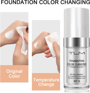 ReviGLam TLM Colour Changing Liquid Foundation Hides Wrinkles & Lines, BB Cream Makeup Base Concealer Cover Moisturizing Fluid for all Skin Tone SPF15, Pack of 1 - Glam Warehouse