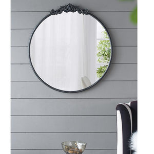 ROUND ORNATE METALLIC WALL MIRROR - Glam Warehouse