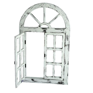 Rustic White Scarlett Window Mirror - Glam Warehouse