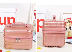 Silver Durable Hard Shell Makeup Travel Case - Large Capacity Portable Cosmetic Organizer Box with Handle - Glam Warehouse