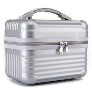 Silver Durable Hard Shell Makeup Travel Case - Large Capacity Portable Cosmetic Organizer Box with Handle - Glam Warehouse
