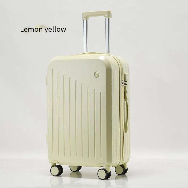 Smart Carry-On Luggage with Cup Holder & USB Charging Port - Yellow Color Spinner Suitcase for Travel Convenience 24 inch - Glam Warehouse