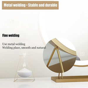 Touch Screen Table Desktop LED Light Vanity Mirror Makeup Mirror Round Mirror 40cm - Glam Warehouse