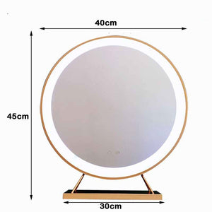 Touch Screen Table Desktop LED Light Vanity Mirror Makeup Mirror Round Mirror 40cm - Glam Warehouse