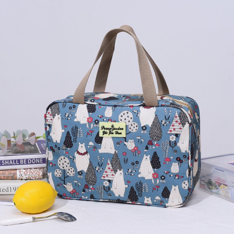 Versatile Portable Handled Bag - Durable Waterproof Fabric, Ideal for Toiletries, Lunch & Travel(Light blue white bear) - Glam Warehouse