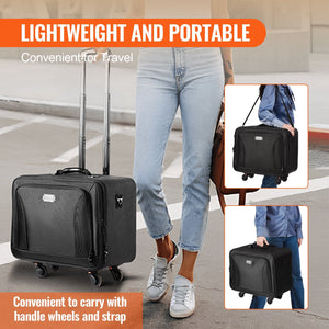 VEVOR Rolling Makeup Train Case Large Storage 3 Tiers, Convenient Carry With Handle, Wheels, Strap, Professional Makeup Storage Organizer Box Make Up Carrier Waterproof Oxford, Black - Glam Warehouse