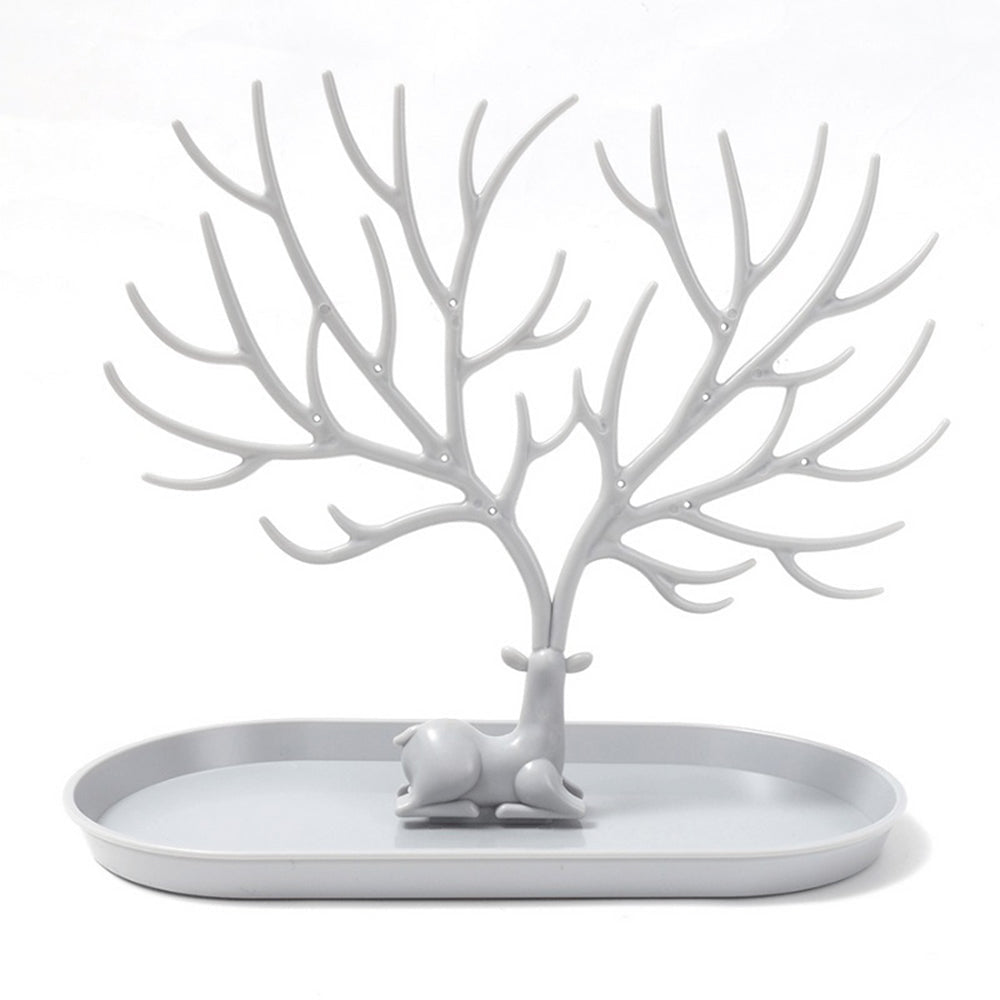 Vibe Geeks Antlers Tree Tower Jewelry Display Stand for Ring Earrings Necklace Bracelet - Grey Basic Model - Glam Warehouse