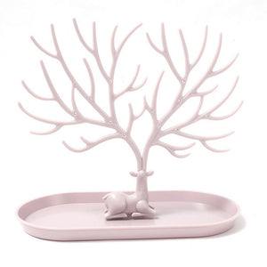 Vibe Geeks Antlers Tree Tower Jewelry Display Stand for Ring Earrings Necklace Bracelet - Pink Basic Model - Glam Warehouse