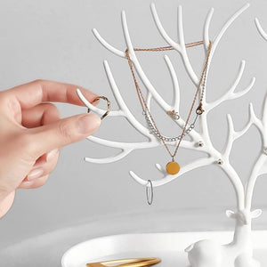 Vibe Geeks Antlers Tree Tower Jewelry Display Stand for Ring Earrings Necklace Bracelet - Pink Drawer Model - Glam Warehouse