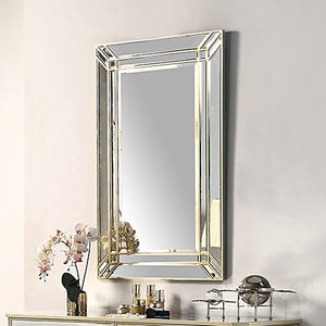 Wall Mirror MDF Construction Rectangular Shape Silver Colour - Glam Warehouse