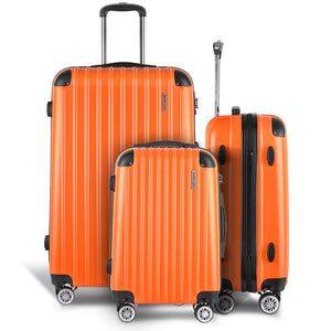 Wanderlite 20-24-28 Inch Luggage 3Set with TSA Lock Spinner Carry On Hard Shell Travel Suitcase Luggage Case Orange - Glam Warehouse
