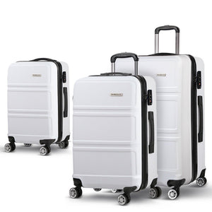 Wanderlite 20" 24" 28" Luggage with TSA Lock Spinner Travel Suitcase Carry On Hard Shell Luggage Case White - Glam Warehouse