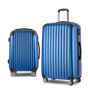Wanderlite 20-28 Inch Luggage 2Set with TSA Lock Spinner Carry On Hard Shell Travel Suitcase Luggage Case Blue - Glam Warehouse