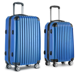 Wanderlite 20-28 Inch Luggage 2Set with TSA Lock Spinner Carry On Hard Shell Travel Suitcase Luggage Case Blue - Glam Warehouse
