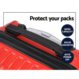 Wanderlite 20-28 Inch Luggage 2Set with TSA Lock Spinner Carry On Hard Shell Travel Suitcase Luggage Case Red - Glam Warehouse