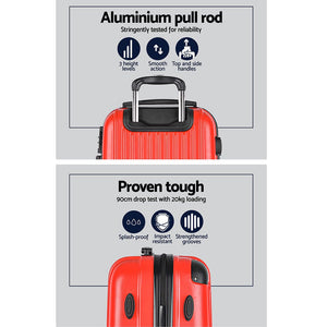 Wanderlite 20-28 Inch Luggage 2Set with TSA Lock Spinner Carry On Hard Shell Travel Suitcase Luggage Case Red - Glam Warehouse