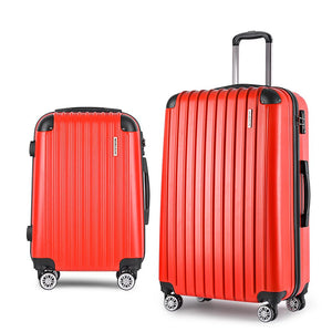 Wanderlite 20-28 Inch Luggage 2Set with TSA Lock Spinner Carry On Hard Shell Travel Suitcase Luggage Case Red - Glam Warehouse