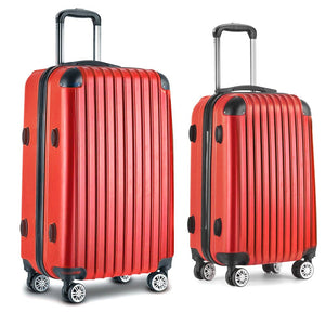 Wanderlite 20-28 Inch Luggage 2Set with TSA Lock Spinner Carry On Hard Shell Travel Suitcase Luggage Case Red - Glam Warehouse