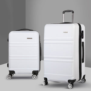 Wanderlite 20" 28" Luggage with TSA Lock Spinner Travel Suitcase Carry On Hard Shell Luggage Case White - Glam Warehouse