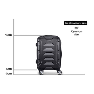 Wanderlite 20 Inch Luggage with Zipper Lock Travel Suitcase Carry On Hard Shell Luggage Case Black - Glam Warehouse