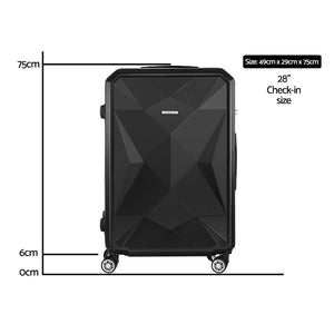 Wanderlite 28-inch Luggage Set with TSA Lock�ABS Hard Shell Travel Suitcase Organiser Luggage Case Black - Glam Warehouse