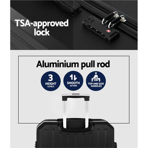 Wanderlite 28-inch Luggage Set with TSA Lock�ABS Hard Shell Travel Suitcase Organiser Luggage Case Black - Glam Warehouse