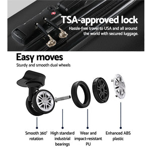 Wanderlite 28 Inch Luggage with TSA Lock Spinner Carry On Hard Shell Travel Suitcase Luggage Case Black - Glam Warehouse