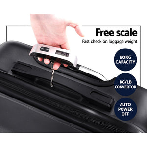 Wanderlite 28 Inch Luggage with TSA Lock Spinner Travel Suitcase Carry On Hard Shell Luggage Case Black - Glam Warehouse