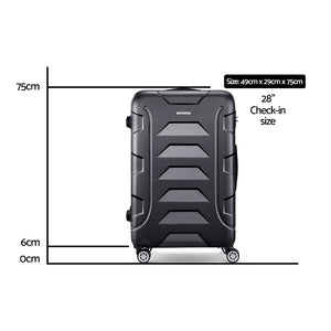 Wanderlite 28 Inch Luggage with TSA Lock Spinner Travel Suitcase Carry On Hard Shell Luggage Case Black - Glam Warehouse