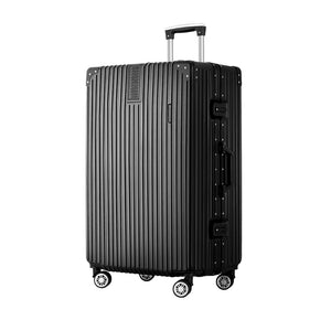 Wanderlite 28 Inch Luggage with TSA Lock Stainless�Steel�Wrapped�Corners Hard Shell Travel Suitcase Luggage Case Black - Glam Warehouse