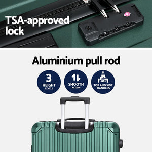 Wanderlite 28'' Luggage Travel Suitcase Set TSA Carry On Hard Case Green - Glam Warehouse