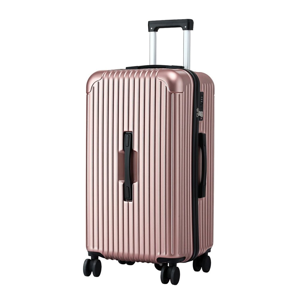 Wanderlite 28" Trunk Luggage Suitcase Travel 5 Wheels Type-C Port TSA Rose Gold - Glam Warehouse